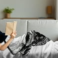 thumbnail image 3 of Grunge Soft Flannel Fleece Throw Blanket, Gothic Skull with Bandanna and Headphones Musical Dead Man Illustration, Cozy Plush for Indoor and Outdoor Use, 70" x 90", Pale Grey Black, by Ambesonne, 3 of 5