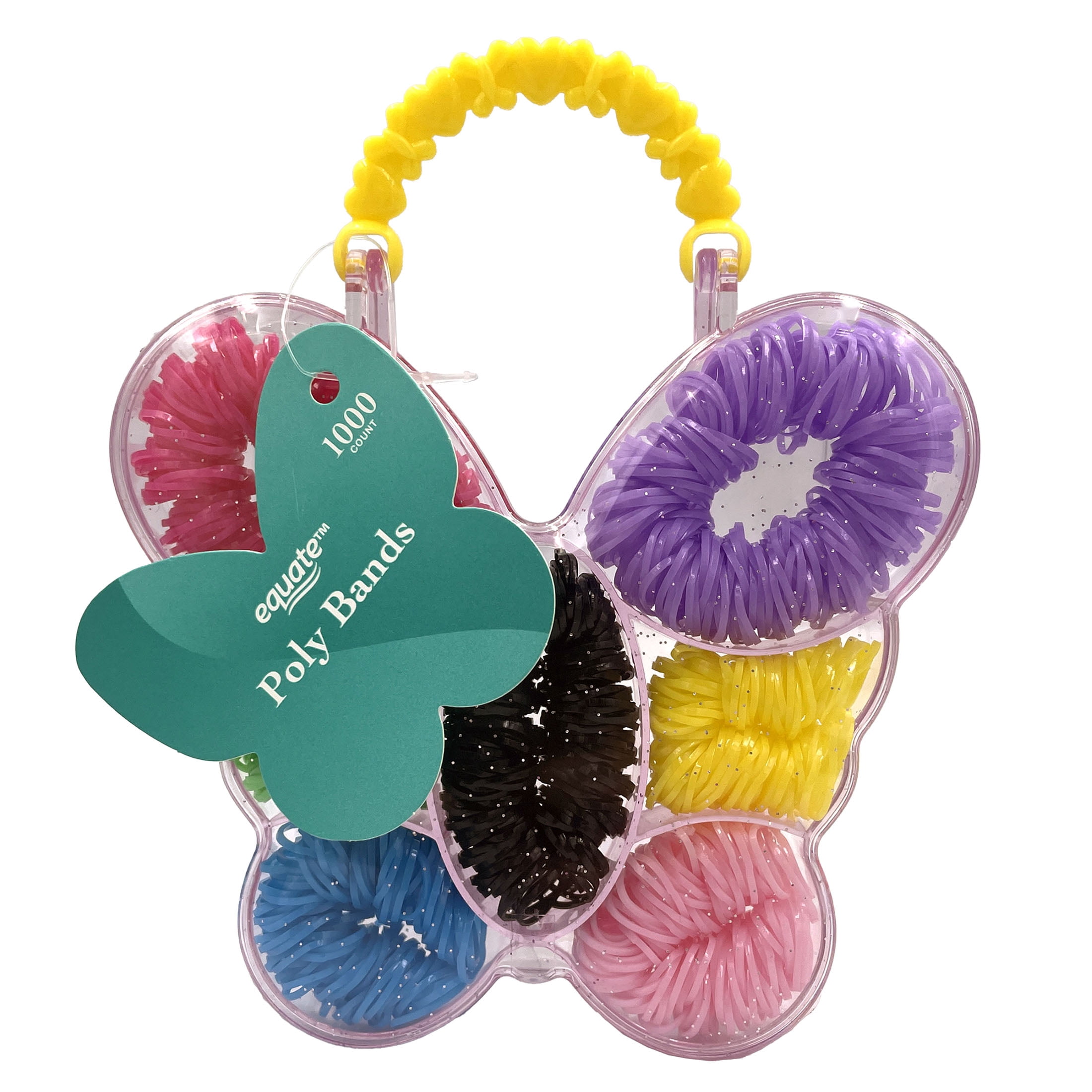 Kids Poly Bands in Butterfly Case for Ponytails, Braids, or Buns, Color May Vary (1,000 Count)