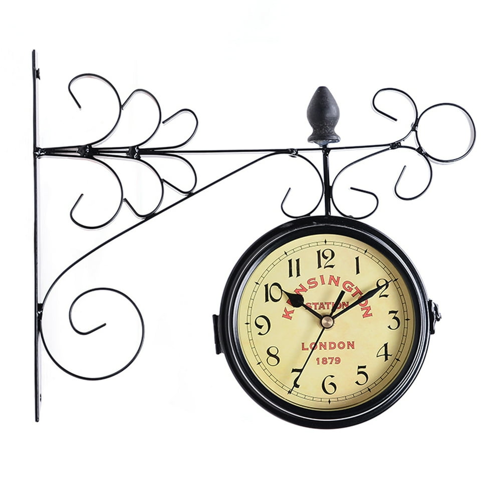 Kangyuanshuai Bracket Mounted Outdoor Wall Clock Hanging for Home