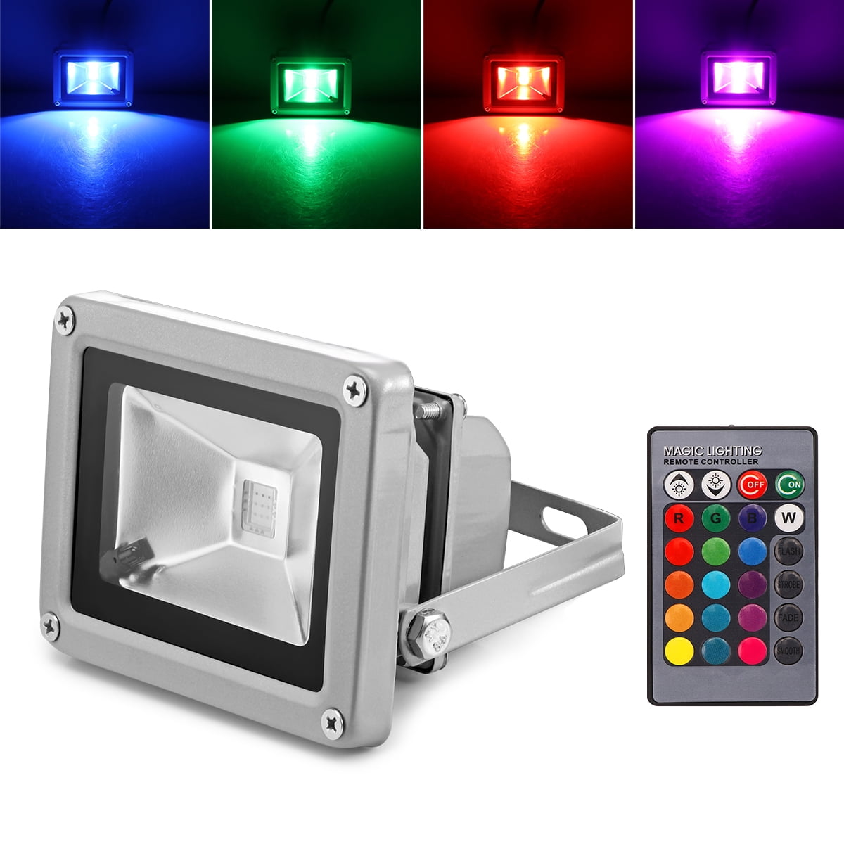 Outside Coloured LED Spot Security Flood Lights 10W RGB Colour Changing Remote 