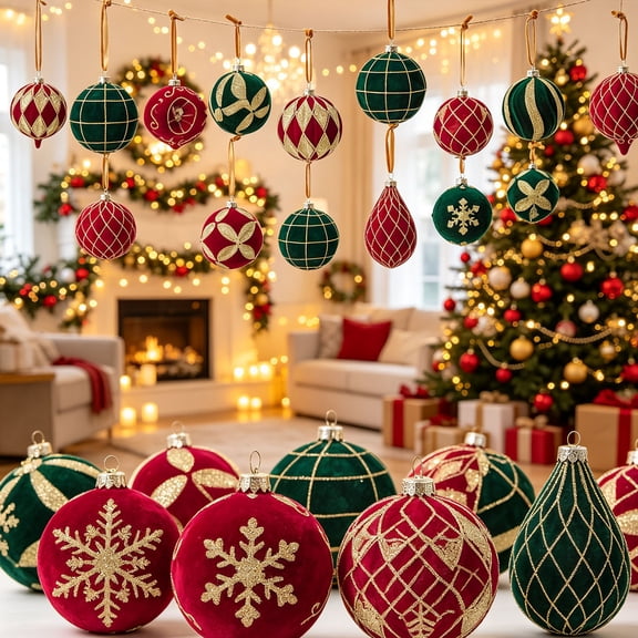 16Pcs Christmas Baubles Ornaments Set Xmas Ball Decorations For Christmas Tree Home Party Holiday Decor