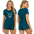 thumbnail image 5 of Women's Sleepwear Closed Eyes Print Tee and Shorts Cute Pajama Set,Teen Girl Cartoon Sleep Tee Summer Lounge Pj Set Ultra-Soft Short 2 Piece Sleepwear,S-2XL Blue, 5 of 7