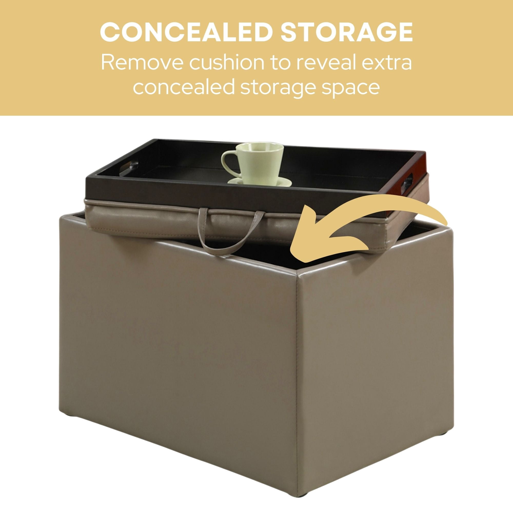 Convenience Concepts Designs4Comfort Accent Storage Ottoman in Gray Faux Leather