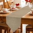 thumbnail image 2 of Table Runners 72 Inches Long, Brown Farmhouse Cotton Linen Kitchen Dining Coffee Table Runner for Party Home Decor, Vintage Country Monochrome Textured Tabletop Dresser Scarves Runner 16x72 Inch, 2 of 9
