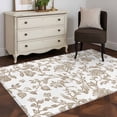thumbnail image 5 of 2.7x5 Area Rugs, Khaki Flower Non-Skid Rubber Backing Large Rectangle Rugs - Living Room Bedroom Home Office, Vintage Farmhouse Boho Leaf Spring Plant Indoor Floor Mat Carpets Washable Rug, 5 of 9