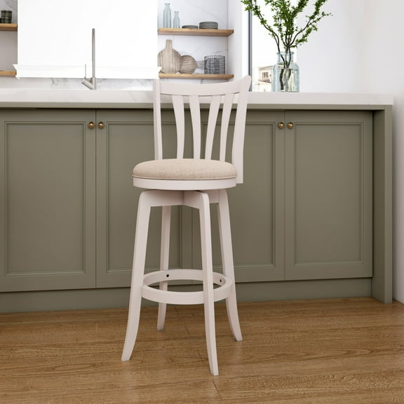Hillsdale Furniture Savana White Wood Counter Height Swivel Stool with Flared Back, Multiple Sizes