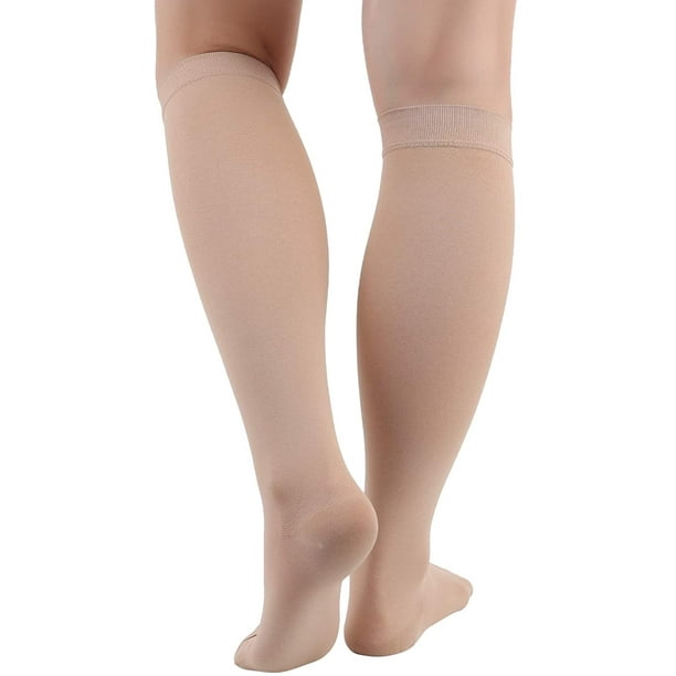 30-40 mmHg Compression Stockings for Men and Women, Knee High Length, Open  Toe, Beige, 3X-Large 