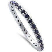 Black Onyx Eternity .925 Sterling Silver Band Ring