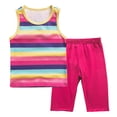thumbnail image 6 of ITSAME Girls Outfit 2-Piece, Cotton Striped Print Tank Top and Capri Pants Summer Fashion Casual Set Hot Pink Size 1-2T, 6 of 6