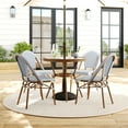 thumbnail image 3 of Martha Stewart 31.5" Round Indoor-Outdoor Bistro Dining Table with Natural Woodgrain Aluminum Finish Frame and White/Navy Woven Rattan Tabletop, 3 of 11