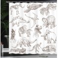 thumbnail image 3 of Ambesonne Black White Shower Curtain, Dinosaurs Skeleton, 69"Wx84"L, Dark Brown White, 3 of 4