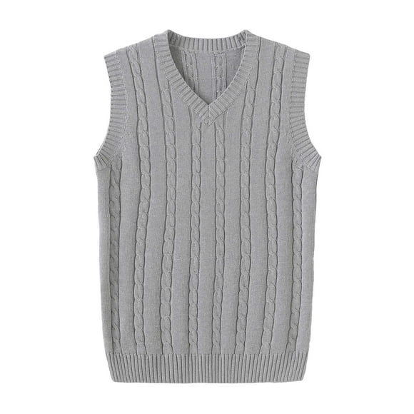 Rbaofujie Sweater for Men Casual Sweater Vest School Uniform Pullover Cotton Knit V-Neck Vest Tops Blouse Gray Men's Sweatshirts