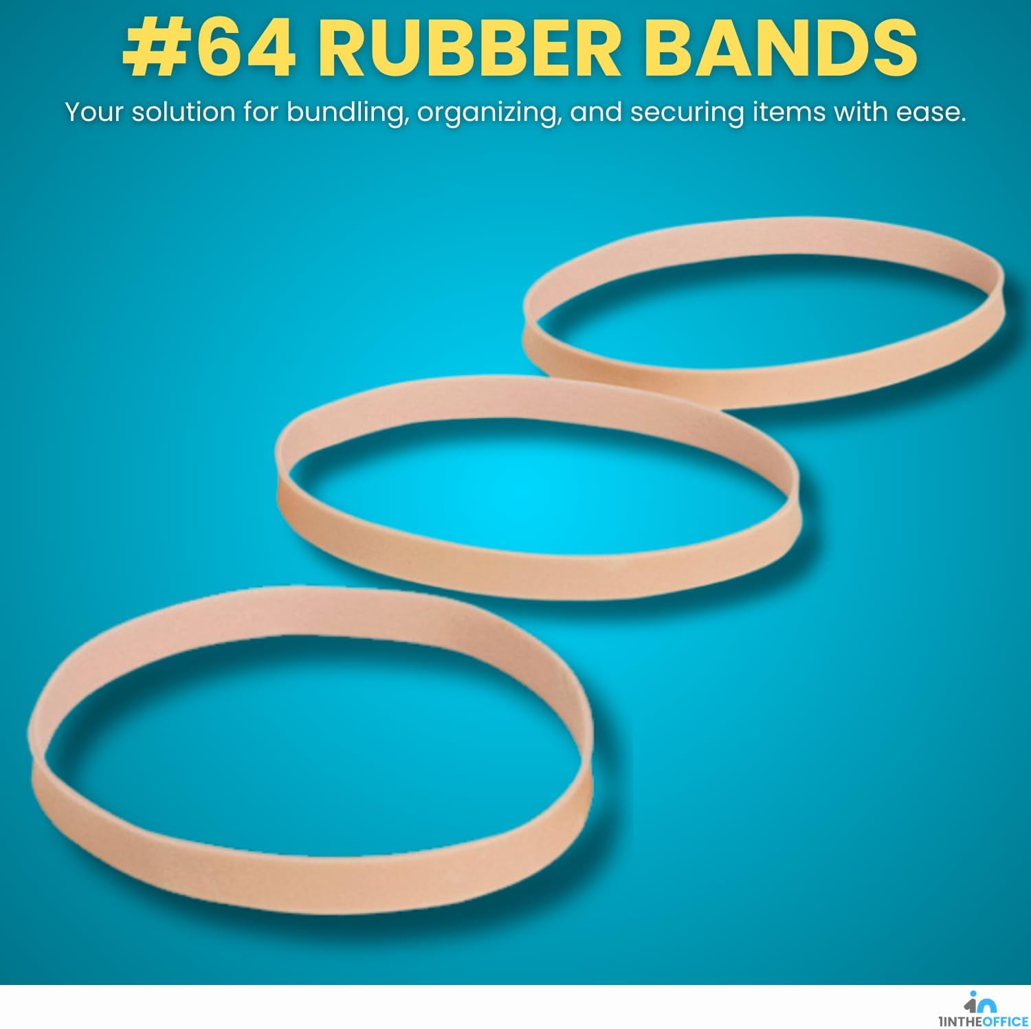 1InTheOffice Rubber Bands #64, Thick Rubber Bands, Heavy Duty Rubber Bands, Beige, Size 64, 320 Bands/Pack, 2 Pack