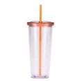 thumbnail image 2 of EclipseJewels 24oz (710ml) Clear Plastic Straw Cup with Lid, Creative Transparent Cold Drink Tumbler for Smoothies, Iced Coffee & Bubble Tea, BPA-Free,Orange, 2 of 8