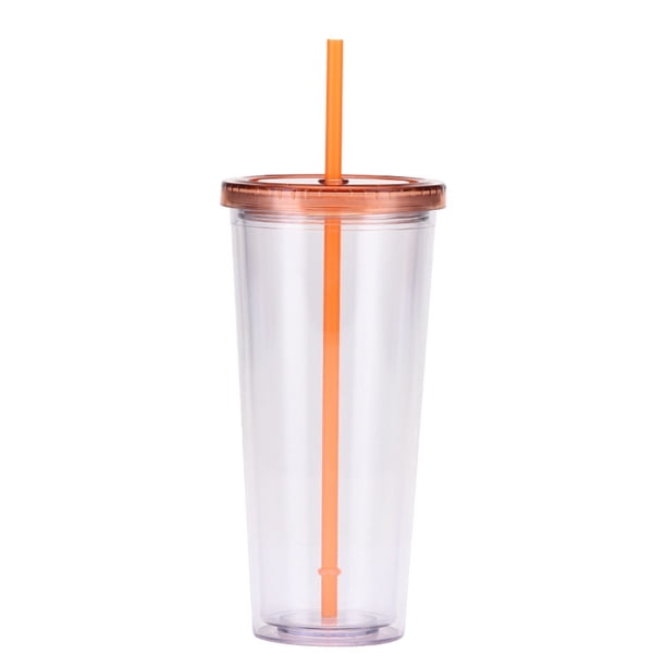 Popular! 24oz Plastic Straw Cup Creative Transparent Cold Drink Cup With Lid