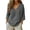 Dark Gray, variant on Women's V Neck 3/4 Sleeve Linen Blouse Loose Fit Solid Color Summer Top
