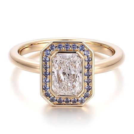 Vintage Radiant Cut 1.5CT IGI Certified Lab Grown Diamond Halo Ring for Women 925 Sterling Silver Yellow Plated Jewelry