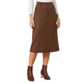 thumbnail image 4 of INSPIRE CHIC Women's Faux Suede Skirt High Waist A-Line Midi Casual Skirt L Coffee, 4 of 6