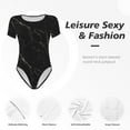 thumbnail image 6 of Easygdp Black Marble Texture Abstract Women'S Waist-Cinching Short-Sleeved Onesie, Olastic Onesiet,Snaps At Bottom,Easy To Put On And Take Off - Medium, 6 of 9