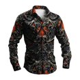 thumbnail image 3 of Sorvello Men's Gothic Print Long Sleeve Button Down Shirt Halloween Vampire Costume Casual Party Full Open Top for Men Orange M, 3 of 7
