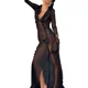 thumbnail image 3 of Vestido de lencería transparente de manga larga con volantes para mujer, vestido Sexy bohemio con abertura alta, cuello en V, Playa y fiesta, 3 of 5