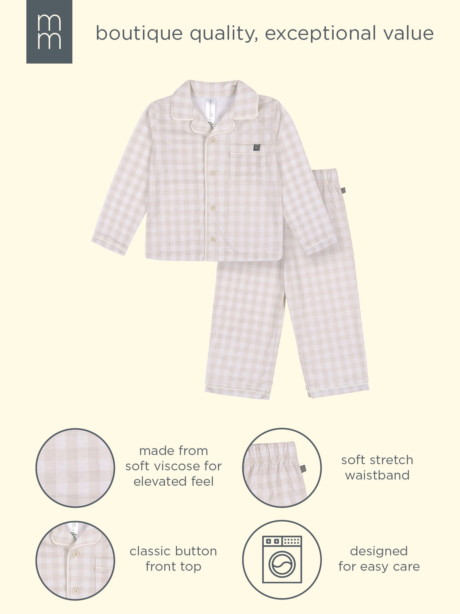 Modern Moments by Gerber Gender Neutral Long Sleeve Coat Pajama Set, 2-Piece, Sizes 12 Months - 5T