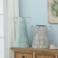 thumbnail image 6 of LuxenHome Set of 2 Farmhouse Blue and Gray Metal Vases, 6 of 6