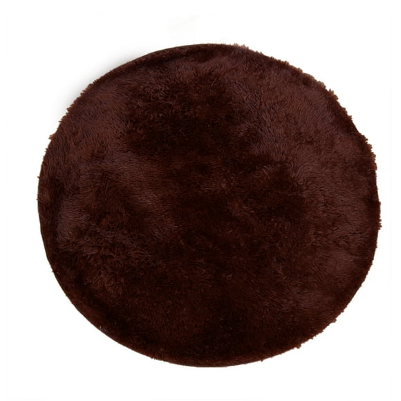 Tapete Decorativo redondotipo Shag 1 Metro de diámetro Fibra Larga Suave y Caliente Ideal para Sala recamara ilios innova Chocolate