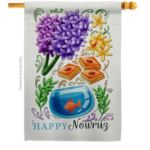 Ornament Collection H192443-BO Persian Style New Year Celebration Nowruz Double-Sided Garden Decorative House Flag, Multi Color