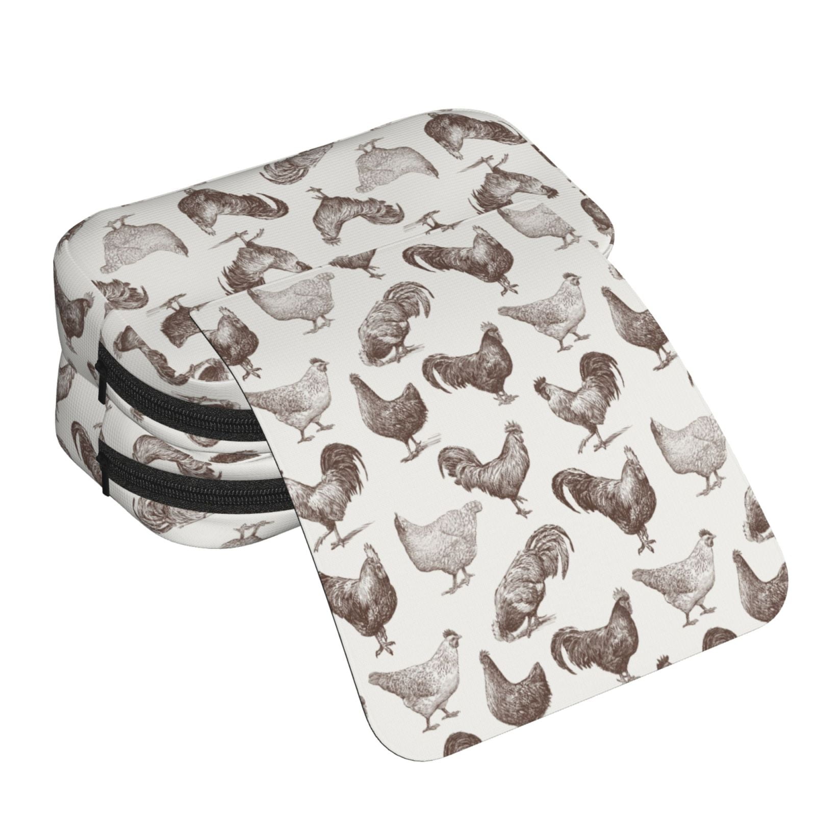 Rateoe Chickens Pattern Double Clamshell Pen Case, Storage Organizer with Two Zipper Compartments– Holds Up to 50 Pencils & Pens