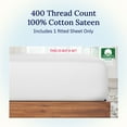 thumbnail image 6 of California Design Den Full Fitted Sheet Only, Soft 400 Thread Count 100% Cotton Sateen, Deep Pocket, All-Around Elastic, Side Indicators - Antique White, 6 of 11