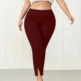 thumbnail image 6 of VBVC Women's Plus Front Slit Stretch Pants , Ladies' High Waisted Trousers , Fall Winter Skinny Leggings For Women, L-5XL, 6 of 8