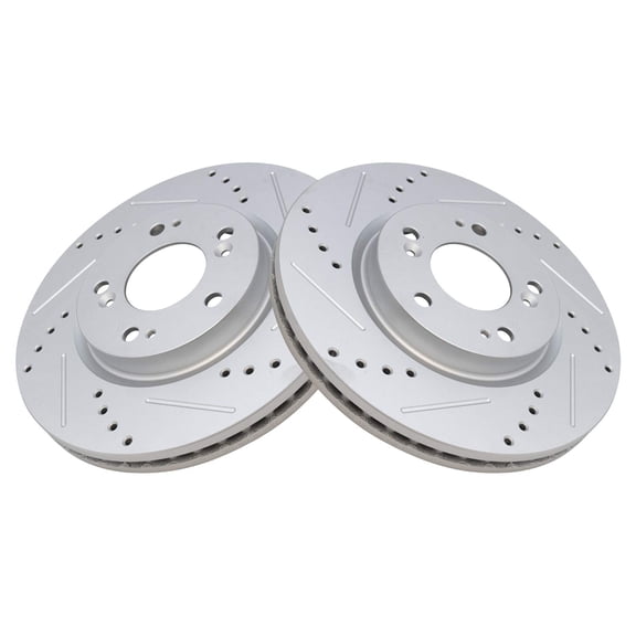 TRQ Front Performance Brake Rotor Drilled Slotted Pair Set for 200 / Avenger / Caliber / Cirrus / Compass / Eclipse / Galant / Lancer / Outlander / Outlander Sport / Patriot / Sebring