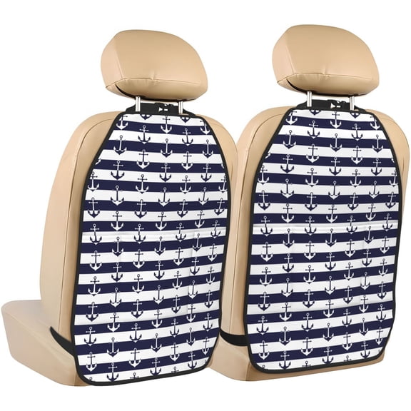 Xecao Anchors Pattern Car Seat Back Protector 2 Pack Large Capacity Pocket, Kick Mats Back Seat Protector