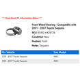 thumbnail image 2 of Front Wheel Bearing - Compatible with 2001 - 2007 Toyota Sequoia 2002 2003 2004 2005 2006, 2 of 2