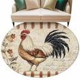 thumbnail image 2 of Vintage Rooster Large Round Rug 8 FT, Non Slip Living Room Area Carpet, Watercolor Spring Floral Farmhouse Animals Washable Soft Circle Rug Non-Shedding Floor Carpet for Bedroom Office Dining Room, 2 of 9