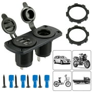 HOTBEST Cigarette Lighter Socket Splitter Waterproof USB Charger Power Adapter Outlet Panel for Car Boat Marine,etc