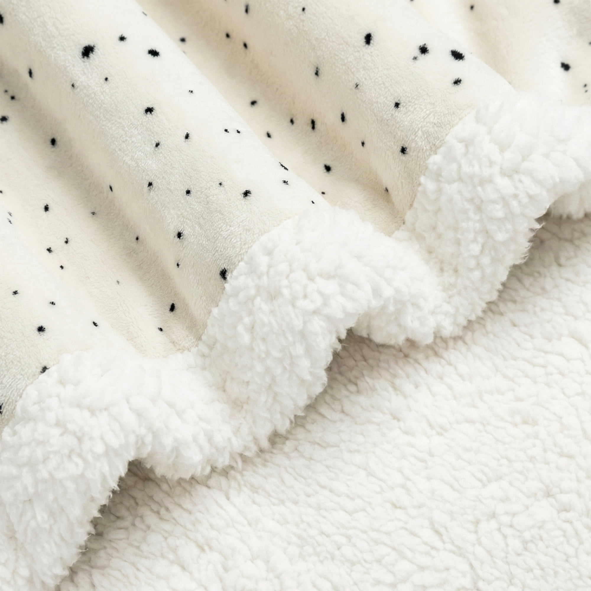 Americanflat 60x80 Oversized Speckle Fleece Throw Blanket - Reversible Sherpa Backing - Ultra Soft Plush Comfort - Cozy Warmth For Couch Or Bed - White