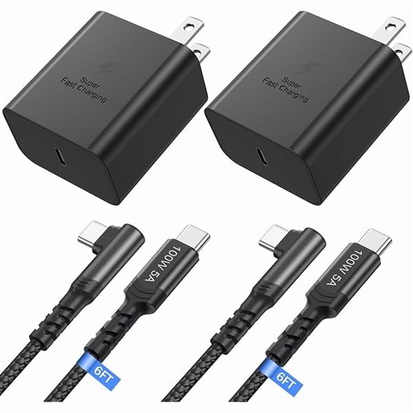 LujingZ Super Fast Charger Type C, Costyle 45W USB C Charger Type C Fast Charging Block with 6FT Right Angle 5A USB C Cable Compatible with Samsung Galaxy S26 S25 S24 Ultra S24+ S23 Plus S23 S22