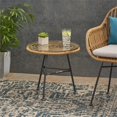 thumbnail image 2 of Noble House Orlando Outdoor Glass Top Faux Rattan Side Table in Light Brown, 2 of 7