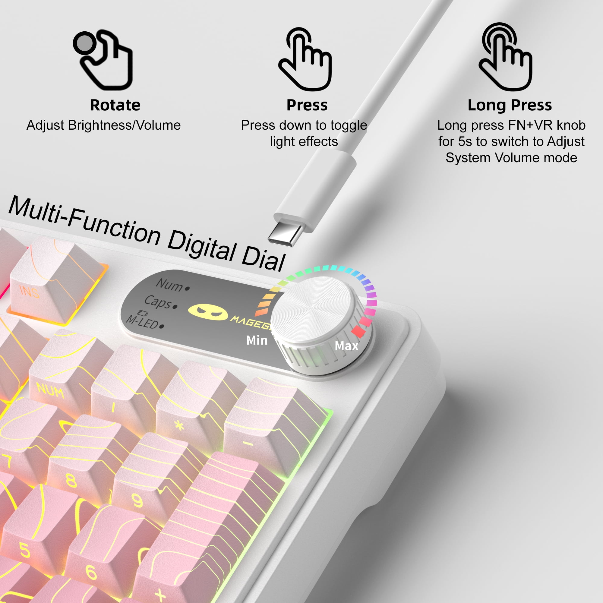 MageGee Keyboard GK960 98 Keys 95% Layout Keyboards, Type-C Connected Keyboard, Side Engraved ABS Keycaps, for PC/Loptop/MAC