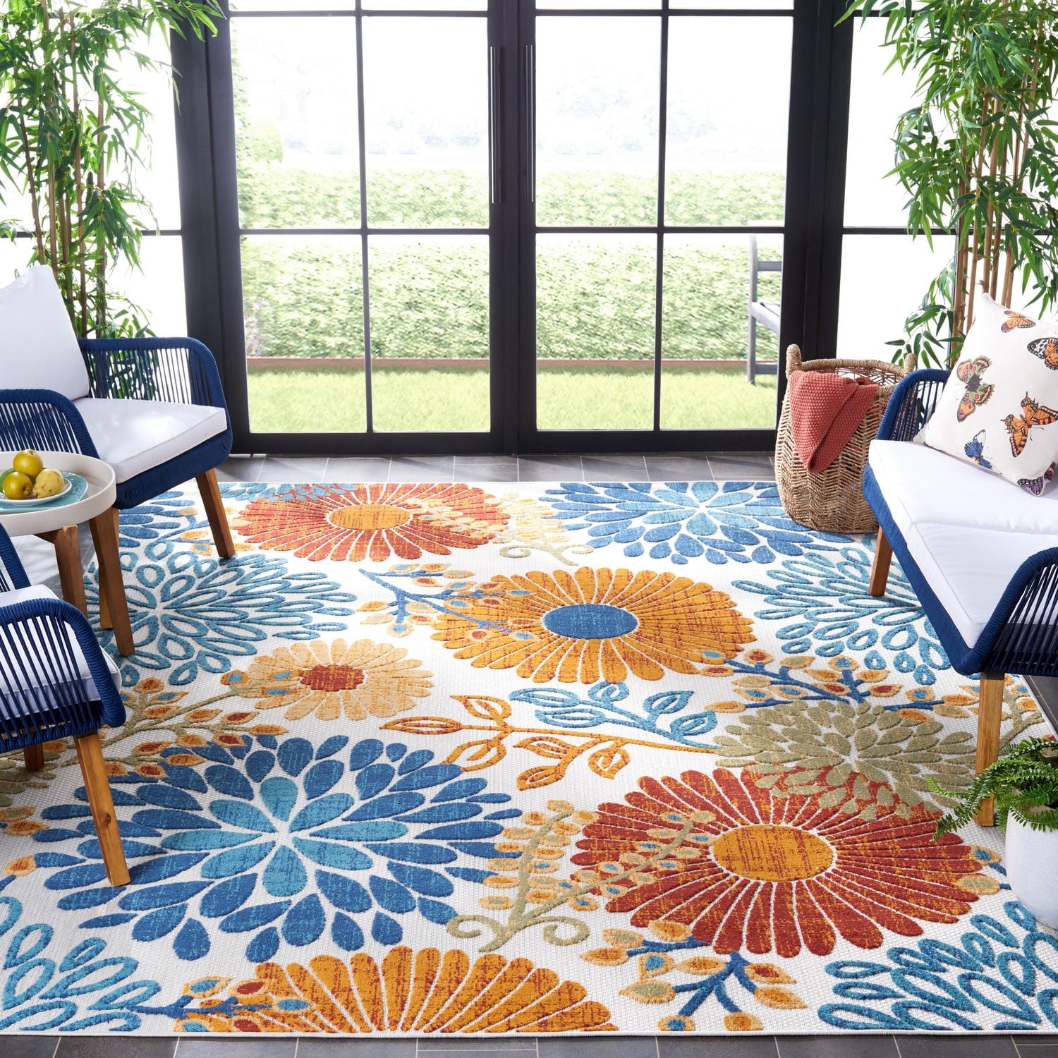 SAFAVIEH Cabana Garnet Tapis Floral Extérieur