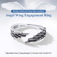 thumbnail image 2 of Anillos abiertos de alas de ángel ajustables de Silvora para hombres y mujeres, anillo de plata esterlina hipoalergénico, declaración, apilamiento, regalo de joyería para dedos, 2 of 8