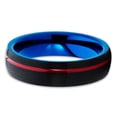 thumbnail image 2 of Silly Kings 6mm Red Tungsten Carbide Wedding Ring Black Brushed Offset Groove Unique Design Mens Band (5.5), 2 of 3