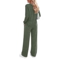 thumbnail image 4 of Fantaslook Two Piece Lounge Sets for Women Vacation Travel Fall Outfits V Neck Tops Wide Leg Pants Matching Sets Women Clothing, 4 of 9