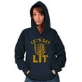 thumbnail image 4 of Hanukkah Menorah Let's Get Lit Unisex Plus Fleece Graphic Hoodie Brisco Brands 5X, 4 of 6