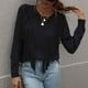 thumbnail image 2 of Suéteres Para Mujer Otoño Invierno Suéter de Punto de Moda Manga Larga Borla Cuello Redondo Suelta Color Sólido Tops Blusa Odeerbi ODB176688, 2 of 5
