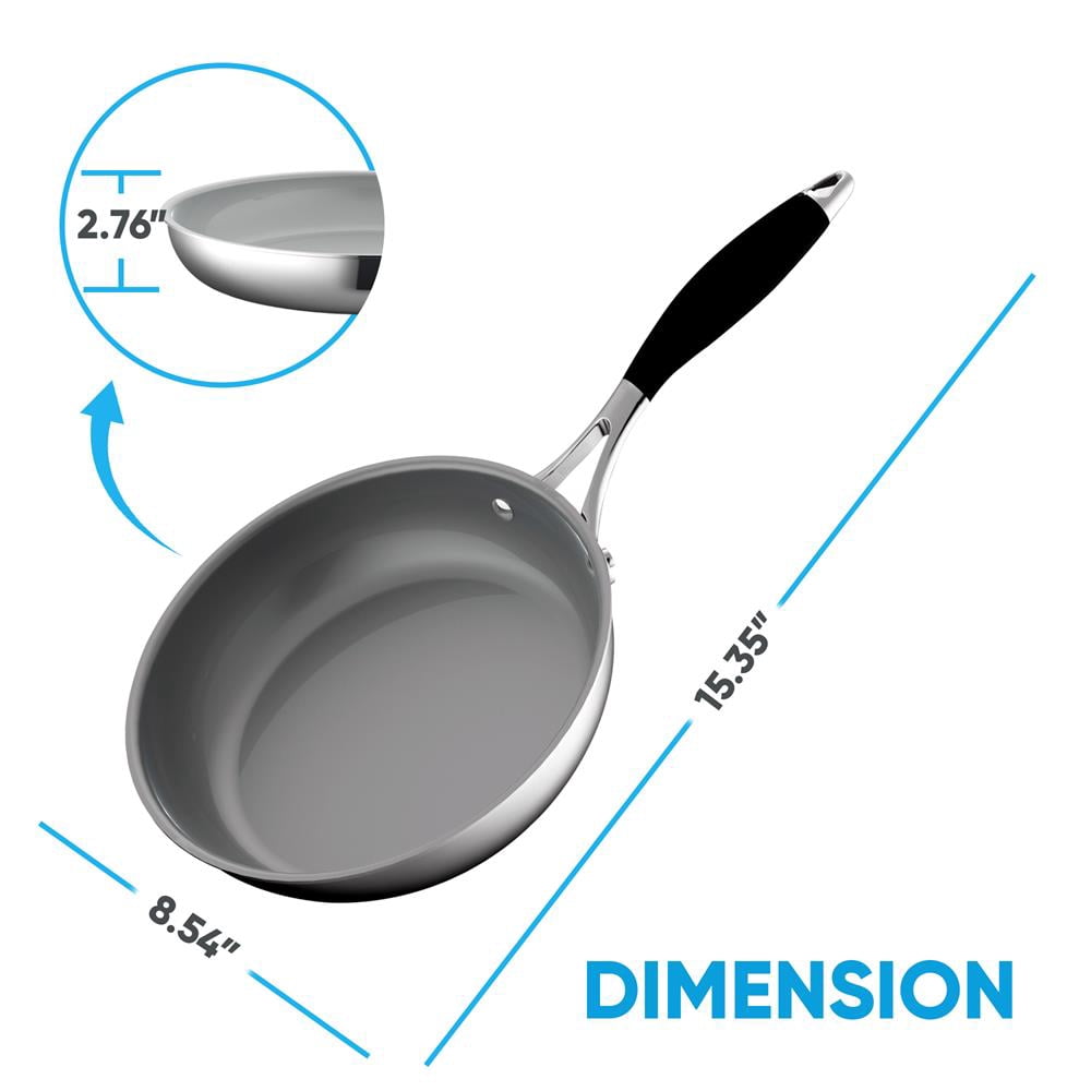 NutriChef 8'' Stain-Resistant Frying Pan Kitchen Cookware w/ Durable Ceramic Non-Stick Coating