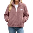 thumbnail image 6 of Enjoytime Fleece Jacket Women Stand Collar Long Sleeve Zip Up Coat Casual Cozy Warm Outerwear Fall Winter Plus Size Clothes, 6 of 8