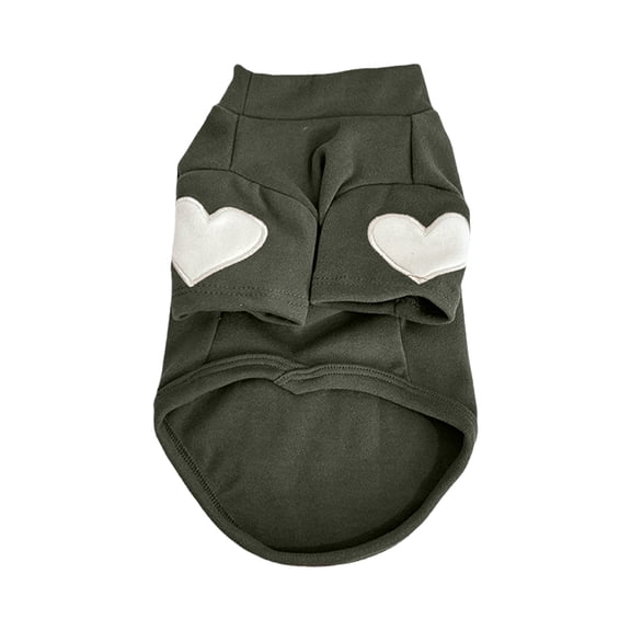 Winter Fleece Dog Hoodie with Heart Embroidery, Soft Thermal Sweatshirt for Small Breed Dogs and Cats, Warm Comfortable Cold Weather Pet Apparel